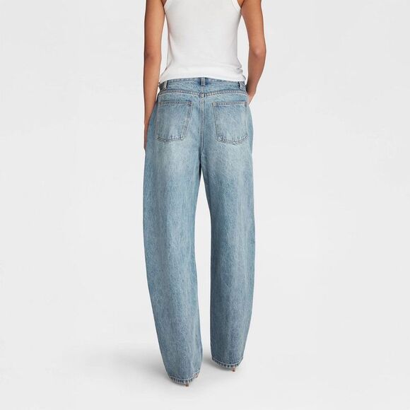 KBB by Kahlana -  Women's Mid-Rise Barrel Leg 'The Ly Blue Denim - Picture 2 of 3